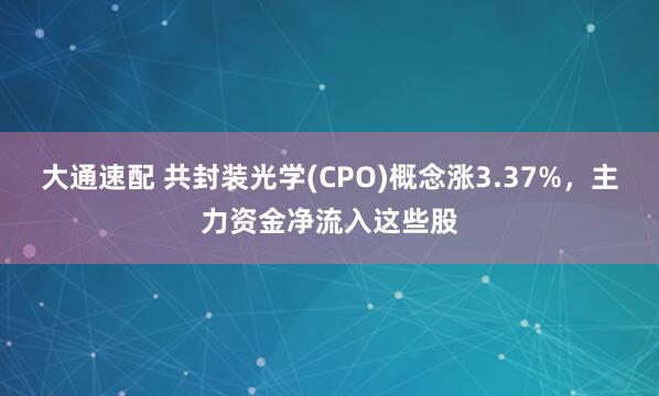 大通速配 共封装光学(CPO)概念涨3.37%，主力资金净流入这些股